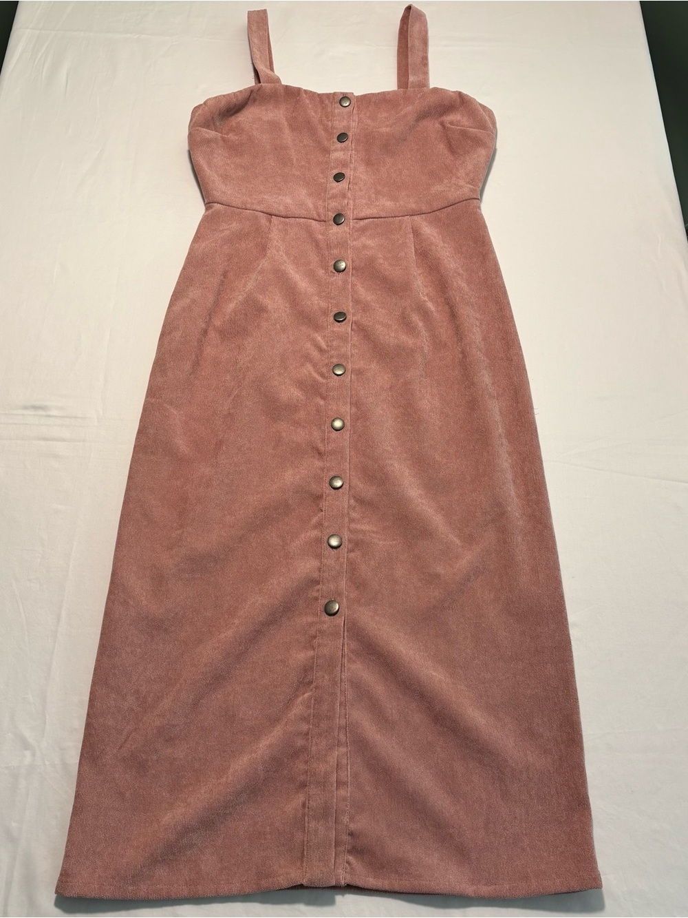 FAVLUX Dusty Rose Snap-Front Midi Dress